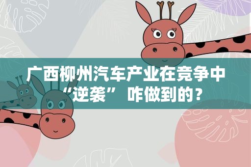 广西柳州汽车产业在竞争中“逆袭” 咋做到的？