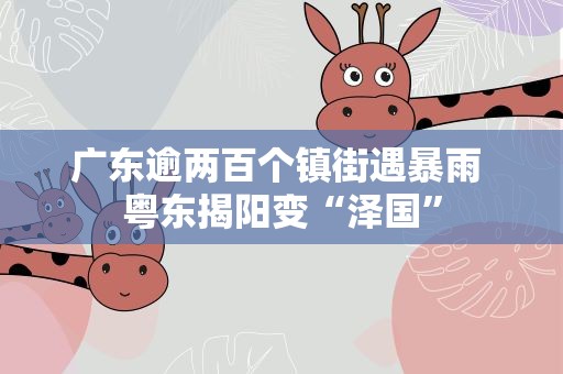 广东逾两百个镇街遇暴雨 粤东揭阳变“泽国”