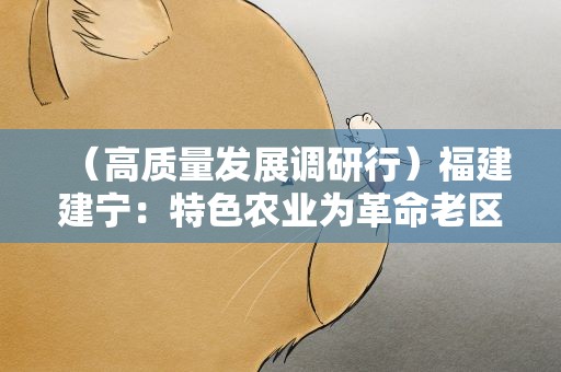 （高质量发展调研行）福建建宁：特色农业为革命老区增添新活力