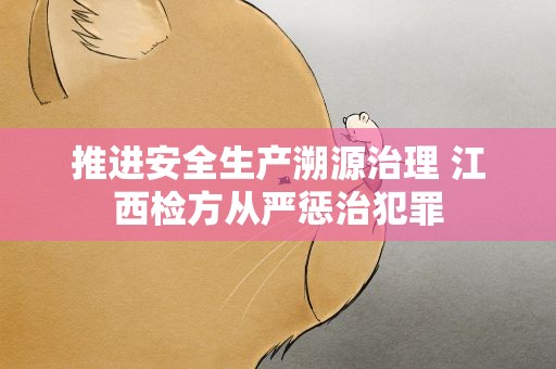 推进安全生产溯源治理 江西检方从严惩治犯罪