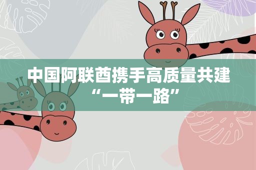 中国阿联酋携手高质量共建“一带一路”