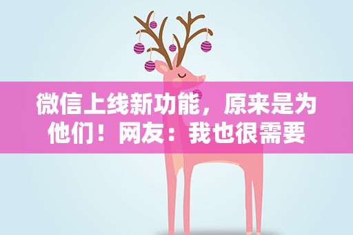 微信上线新功能，原来是为他们！网友：我也很需要
