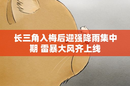 长三角入梅后迎强降雨集中期 雷暴大风齐上线