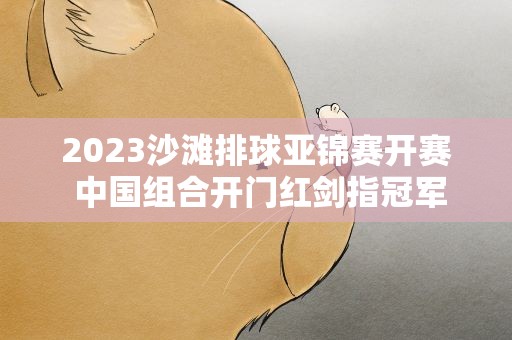 2023沙滩排球亚锦赛开赛 中国组合开门红剑指冠军