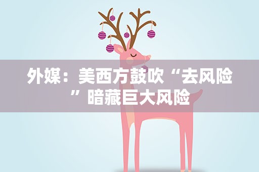 外媒：美西方鼓吹“去风险”暗藏巨大风险