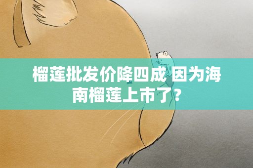 榴莲批发价降四成 因为海南榴莲上市了？