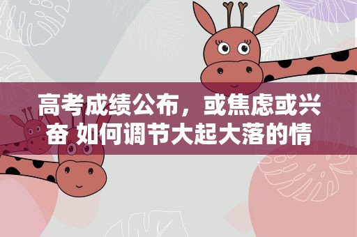 高考成绩公布，或焦虑或兴奋 如何调节大起大落的情绪