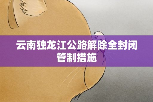 云南独龙江公路解除全封闭管制措施