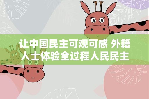 让中国民主可观可感 外籍人士体验全过程人民民主