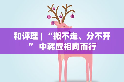 和评理| “搬不走、分不开” 中韩应相向而行