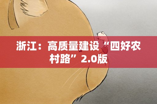 浙江：高质量建设“四好农村路”2.0版