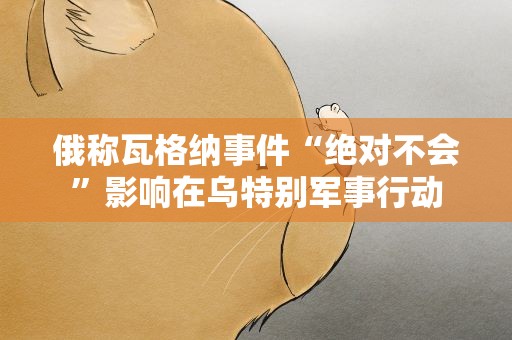 俄称瓦格纳事件“绝对不会”影响在乌特别军事行动
