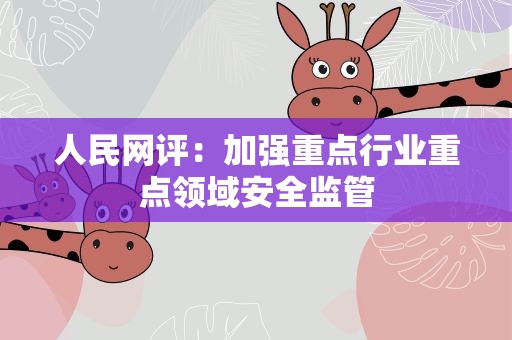人民网评：加强重点行业重点领域安全监管