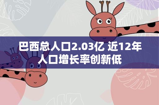 巴西总人口2.03亿 近12年人口增长率创新低