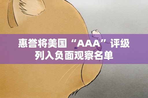 惠誉将美国“AAA”评级列入负面观察名单