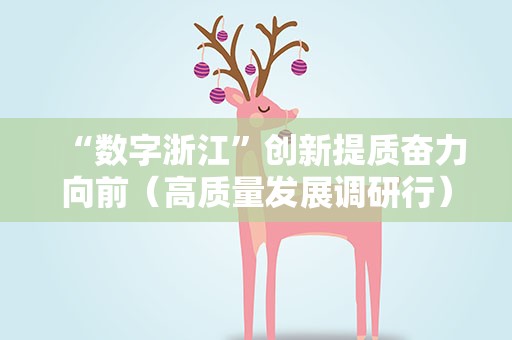 “数字浙江”创新提质奋力向前（高质量发展调研行）