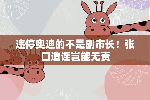 违停奥迪的不是副市长！张口造谣岂能无责