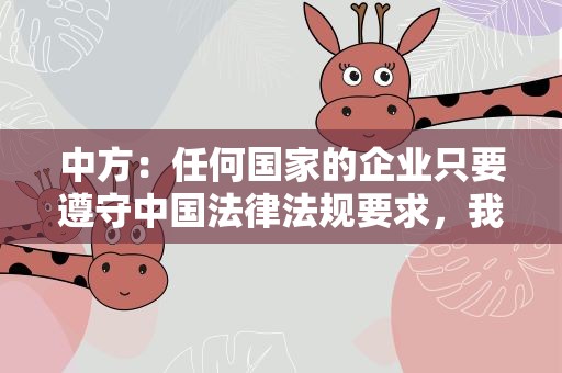 中方：任何国家的企业只要遵守中国法律法规要求，我们欢迎他们进入中国市场