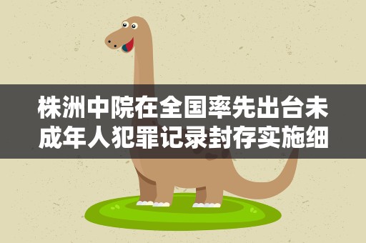 株洲中院在全国率先出台未成年人犯罪记录封存实施细则