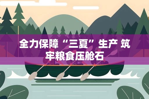 全力保障“三夏”生产 筑牢粮食压舱石