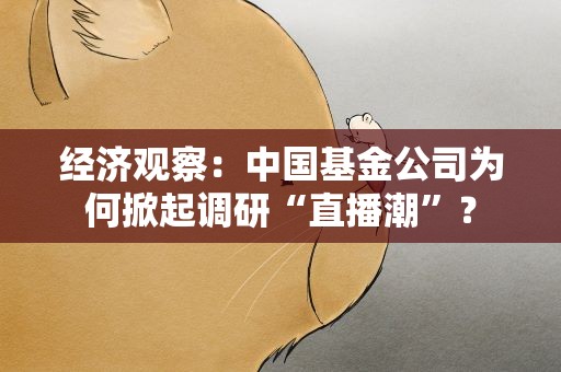 经济观察：中国基金公司为何掀起调研“直播潮”？