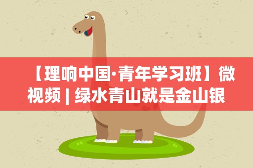 【理响中国·青年学习班】微视频| 绿水青山就是金山银山