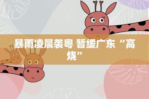暴雨凌晨袭粤 暂缓广东“高烧”