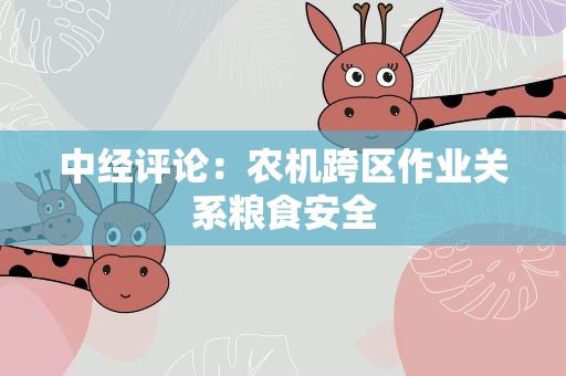 中经评论：农机跨区作业关系粮食安全