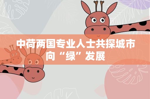 中荷两国专业人士共探城市向“绿”发展
