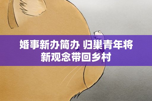婚事新办简办 归巢青年将新观念带回乡村