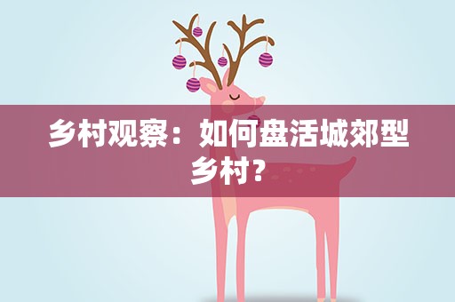 乡村观察：如何盘活城郊型乡村？