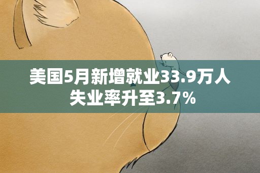 美国5月新增就业33.9万人 失业率升至3.7%