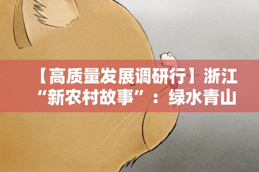【高质量发展调研行】浙江“新农村故事”：绿水青山间的“共富梦”