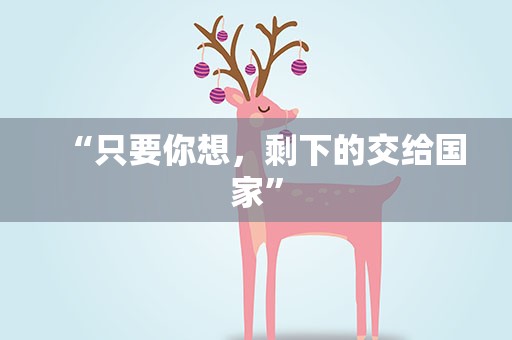 “只要你想，剩下的交给国家”