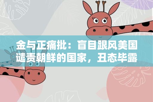 金与正痛批：盲目跟风美国谴责朝鲜的国家，丑态毕露