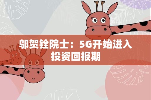 邬贺铨院士：5G开始进入投资回报期