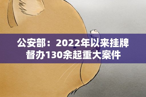 公安部：2022年以来挂牌督办130余起重大案件