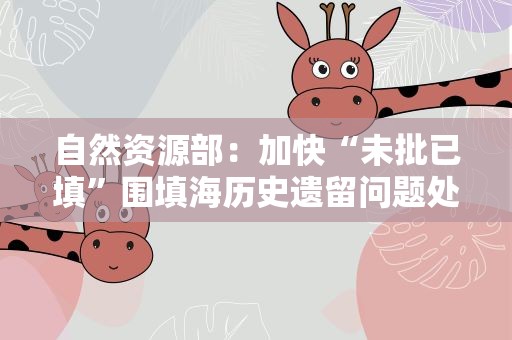 自然资源部：加快“未批已填”围填海历史遗留问题处理