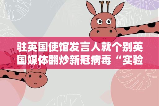 驻英国使馆发言人就个别英国媒体翻炒新冠病毒“实验室泄漏论”答问