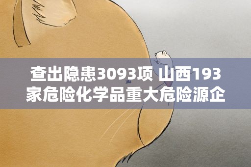 查出隐患3093项 山西193家危险化学品重大危险源企业完成自查