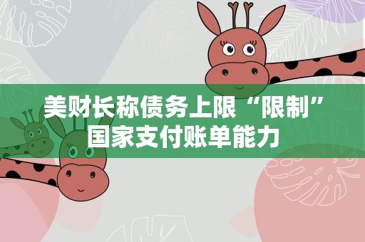 美财长称债务上限“限制”国家支付账单能力