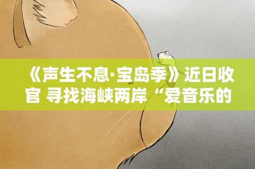 《声生不息·宝岛季》近日收官 寻找海峡两岸“爱音乐的人”